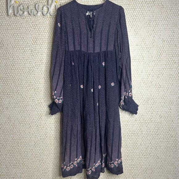 Lady Madonna Dresses & Skirts - Vintage Rick Tiefer For Lady Madonna Purple Floral Long Sleeve Midi Dress Size L